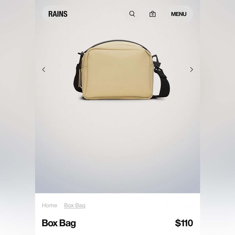 NWT Rains Box Bag Should Crossbody Bag Waterproof Sand Color - Picture 8 of 16